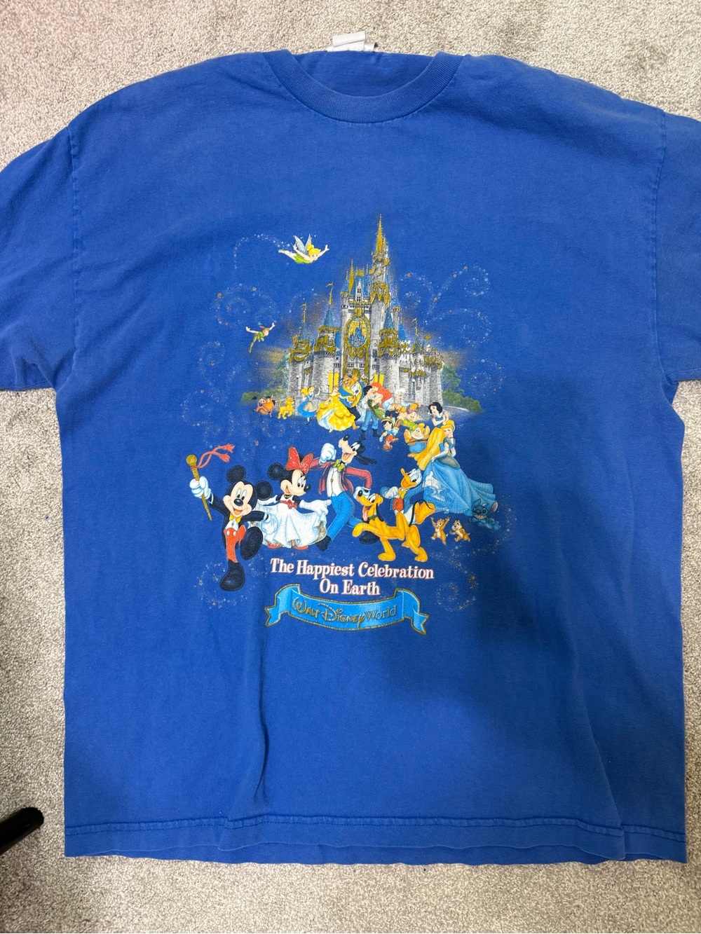 Vintage Disney Royal Blue T-Shirt with Castle & Classic Characters